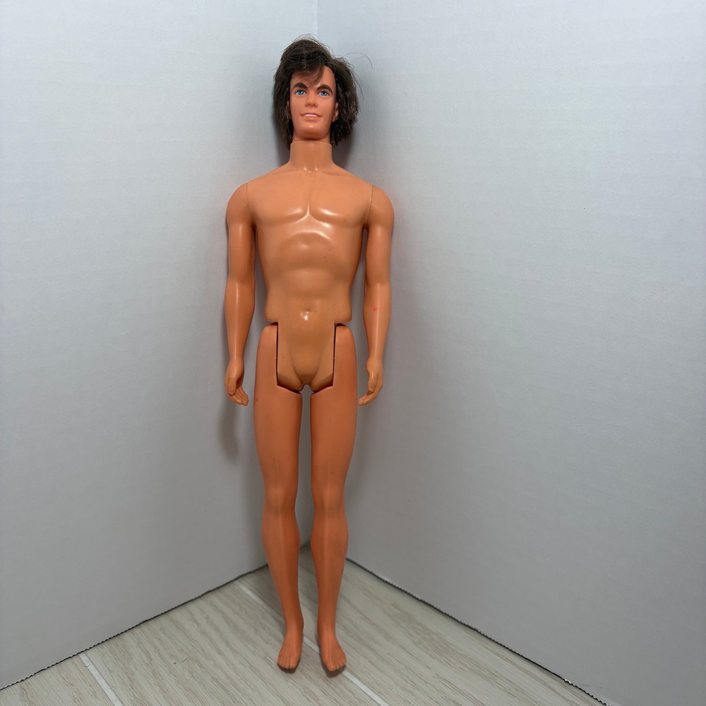 Vintage Mattel Ken Doll Mod Long Rooted Brown Hair #4224 Blue Eyes Barbie Nude
